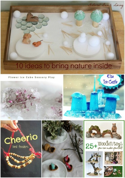 Fun ways to Bring Nature Inside during Winter, Nature Tables, Natural Winter Sensory play, Nature Play Indoors and so much more www.naturalbeachliving.com
