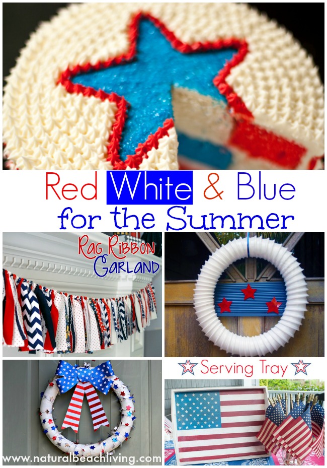 red white and blue for the summer, Décor, Desserts, DIY, and more, Perfect for holidays or everyday,  www.naturalbeachliving.com