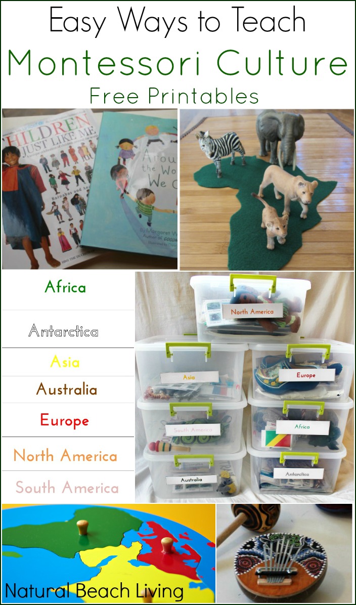 Easy Ways to Teach Montessori Culture (Free Printables)