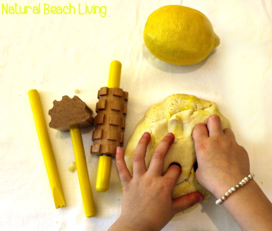 This Amazing No- Cook Lemon Scented Natural Play Dough is full of positive benefits for you and your kids. The Perfect Natural Sensory Play