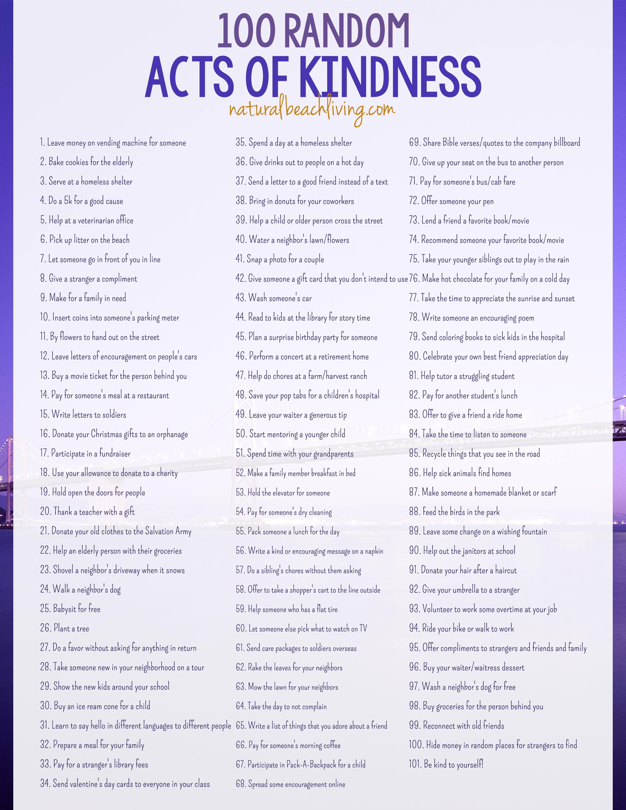 101 Best Random Acts of Kindness Ideas, Free Printable, Acts of Kindness for Families, Kids, Everyone, Easy Ways to Show Kindness, Great Ideas!