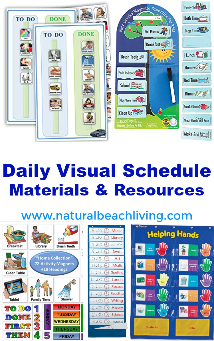 Perfect Daily Visual Schedule Materials & Resources, Autism and special needs charts, homeschool schedule,behavior chart, chore charts, home command center