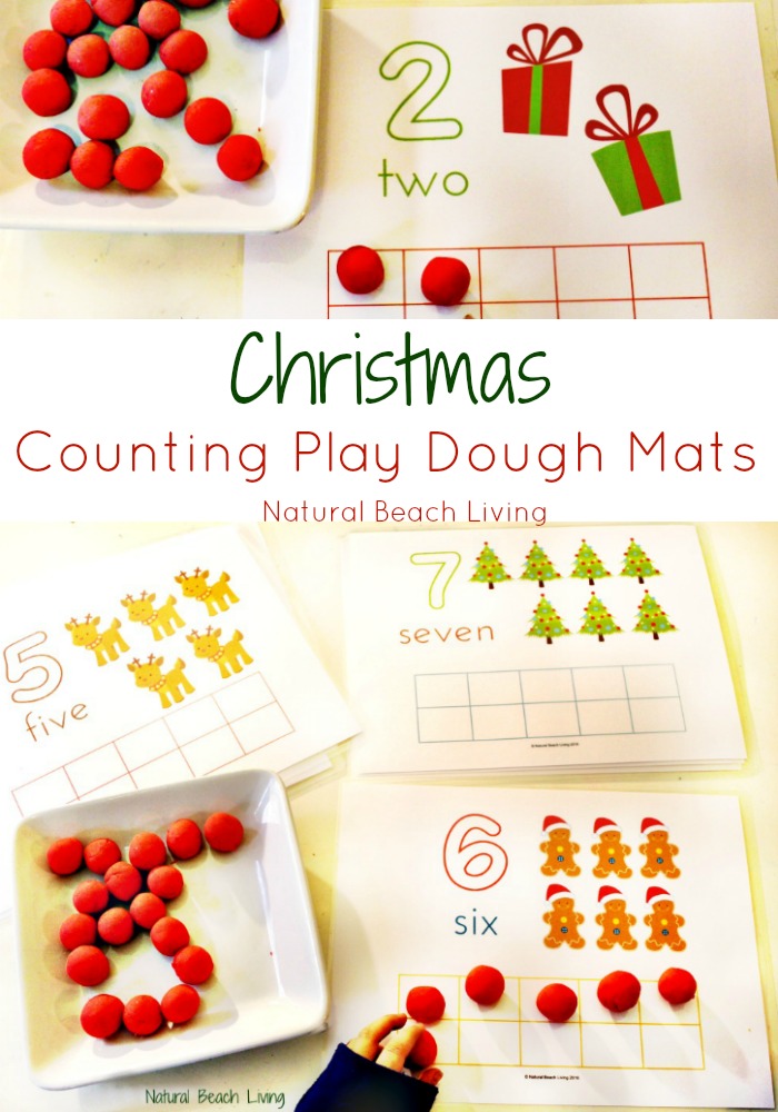 Cute Counting Christmas Play Dough Mats, Perfect Preschool Math, Fine motor skills, Fun Christmas Printables for Kids, Sensory and Hands-on Activities 