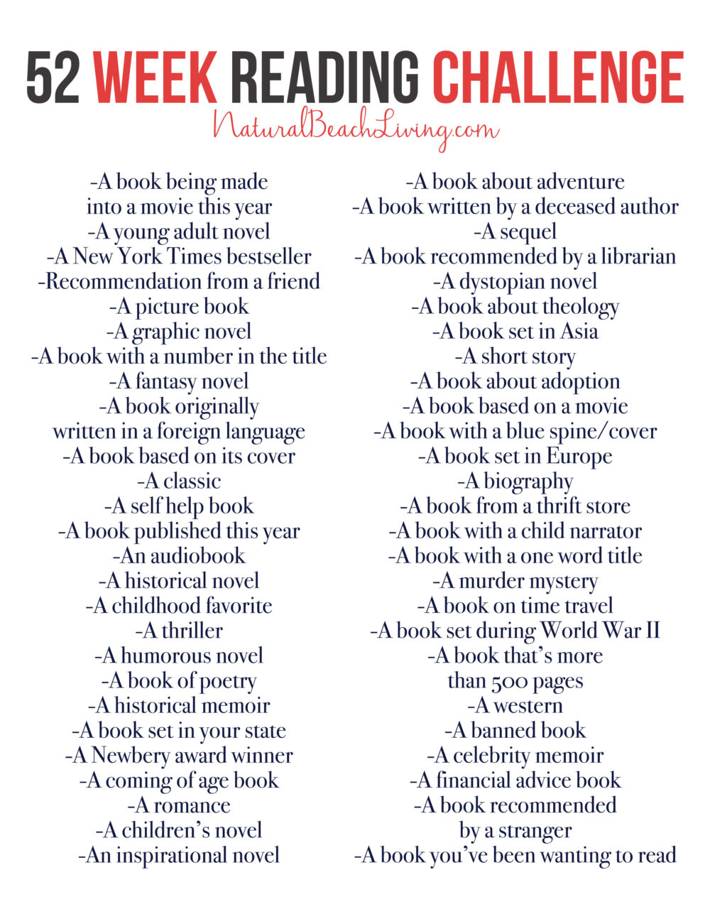 The Best 52 Week Reading Challenge Everyone Will Love
