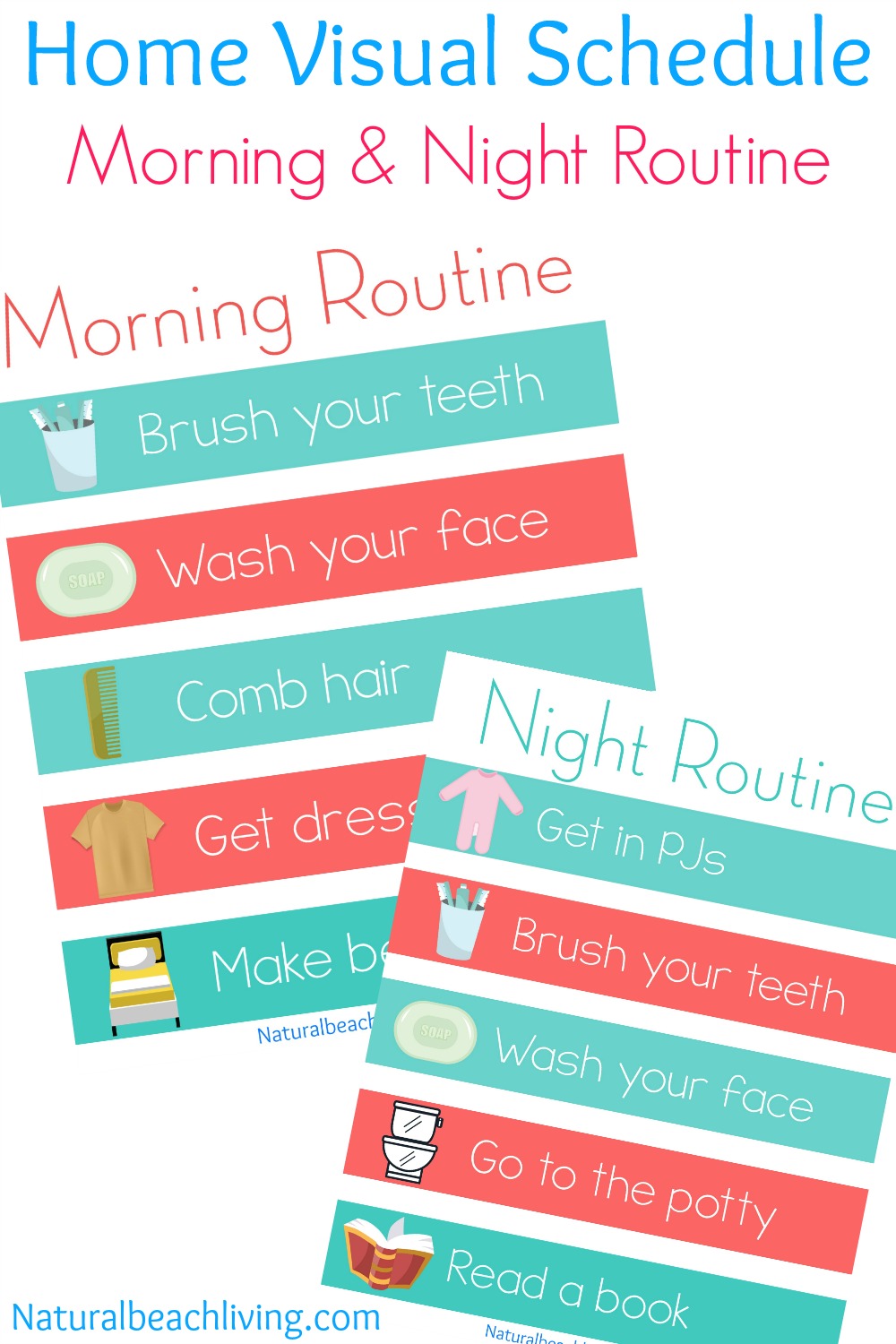 Home Visual Schedule Printables for Morning and Night Routine