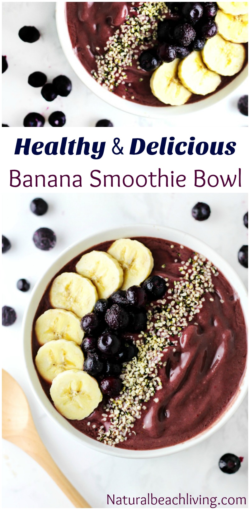 Delicious Strawberry Banana Acai Smoothie Bowl Recipe, Organic and Healthy Breakfast idea, perfect healthy snack for kids, Smoothie bowls are the best