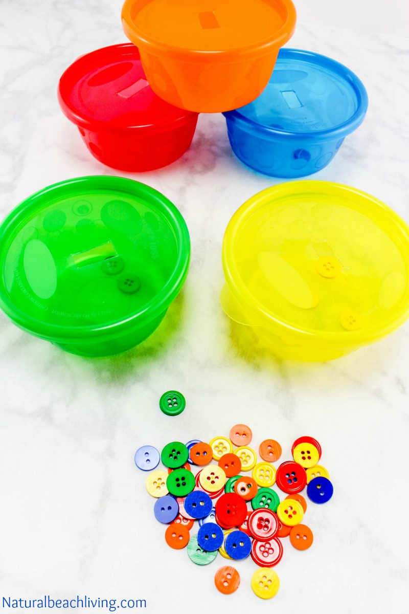 Easy DIY Color Activity for Preschool and Toddler age children, Toddler color activities, fine motor skills, color matching activity, Teaching colors