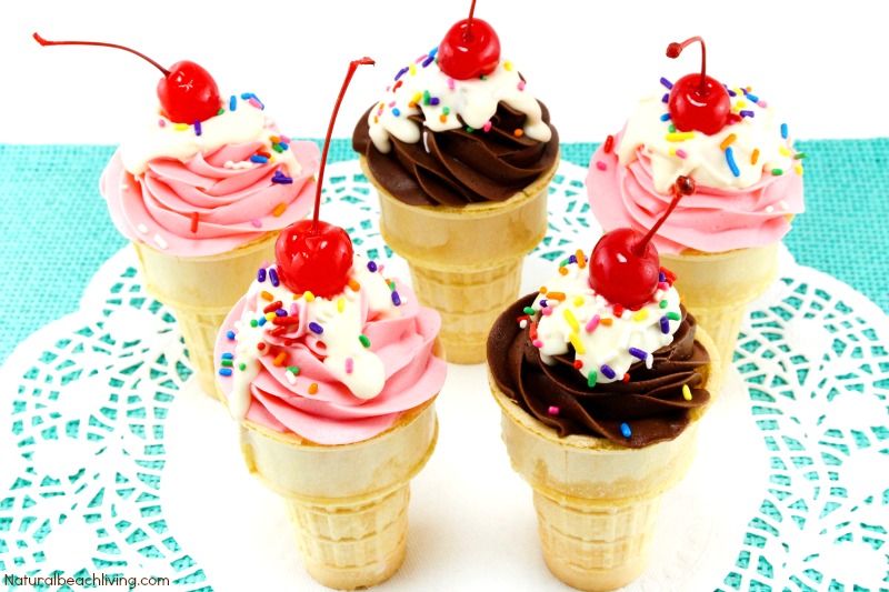 How to Make Amazing Sundae Ice Cream Cake Cones, Make delicious cupcake cones for July 4th, Summer treat, a kids party. Easy Cake Cone Recipe that is Yum!