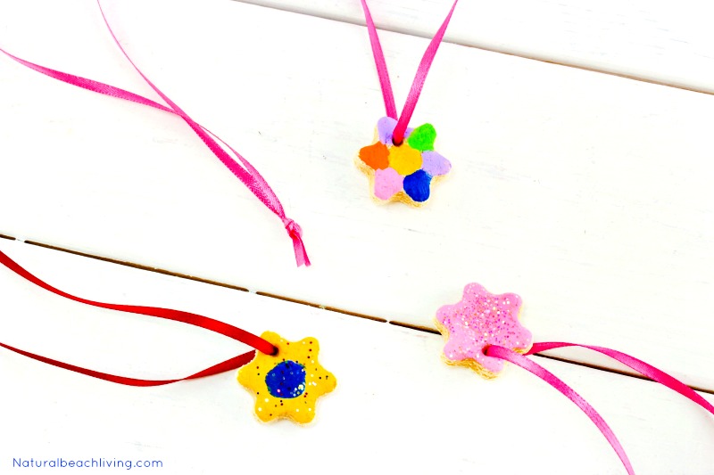 This is the best salt dough recipe ever and it couldn't be any easier! Make Salt Dough Necklaces and Ornaments for Mother's Day. An Easy Handmade gift idea for kids, Use this for a Mother's Day Art Project or Process Art activity for preschoolers. 