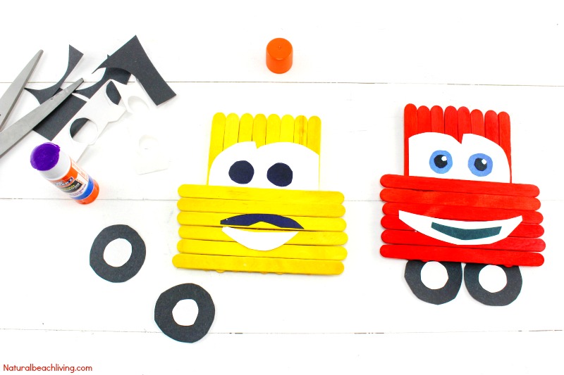 Disney Pixar Cars Popsicle Stick Crafts for kids, Great Craft idea for kids, Lightning McQueen Crafts, Luigi, Cars Party Idea, A Perfect Disney Fan Activity