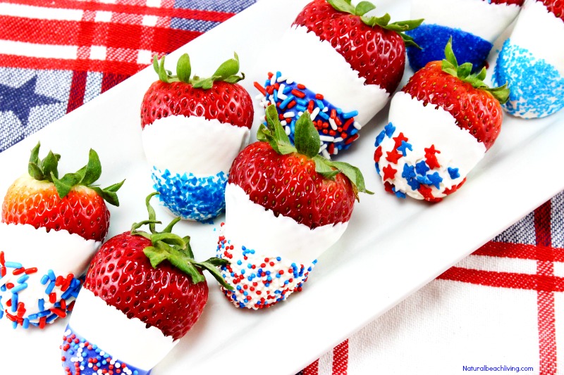 How to Make The Best Chocolate Covered Strawberries Recipe, Perfect Fourth of July & Memorial Day Food, Patriotic Chocolate Covered Strawberries are Yum!