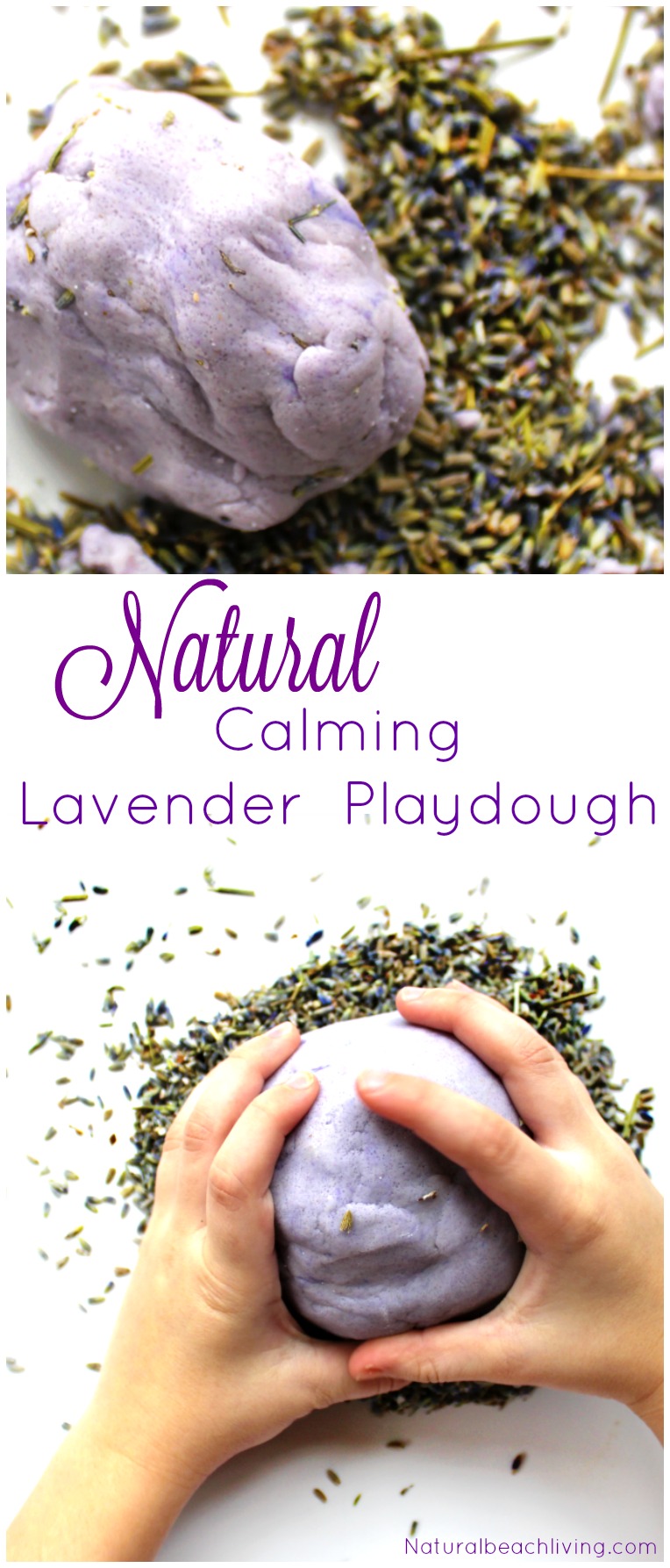 The Most Amazing Natural Lavender Kids Play Dough Recipe, Calming playdough, no-cook playdough recipe, How to make the best playdough, Homemade dough 