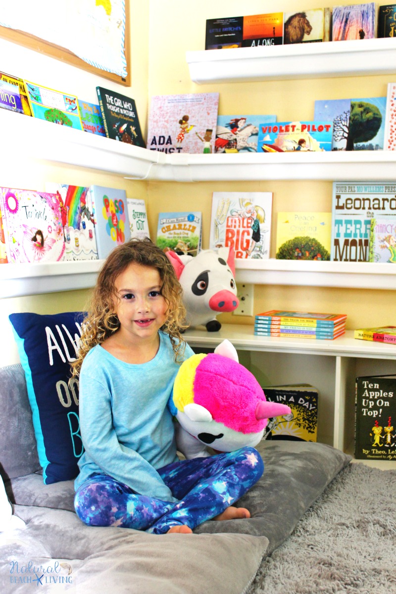 How to Set Up a Reading Nook Kids Love, Kids Reading Space, Rain Gutter Bookshelf, Reading Nook Classroom, Homeschool Room, Kids Reading corner, kids area