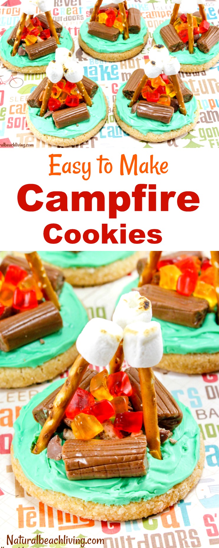 How to Make Campfire Cookies Everyone Will Love, Camping Theme, Camping Party Ideas, Camping food, Party food, Cookies, Easy Sugar Cookie Ideas, Kids Snacks