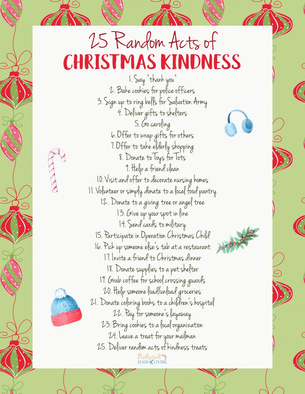 25 Random Acts of Christmas Kindness Printable