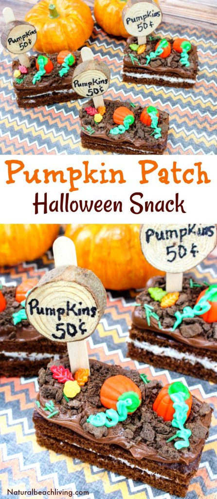 How to Make Easy Pumpkin Patch Snacks, These Halloween Snack Ideas for Kids are easy Fall snacks to make, Dirt Snack Ideas, Halloween Party Snack, Halloween Snacks for Kids, Fall Recipes, Pumpkin Snacks 