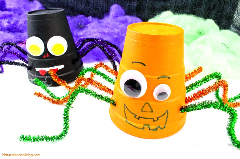 How to Make Halloween Styrofoam Cup Crafts, Easy Pumpkin Craft, Spider Cup Craft, Halloween craft ideas, Halloween Crafts for Kids, Halloween preschool crafts, Dollar store craft ideas, #Halloween #Halloweencraft