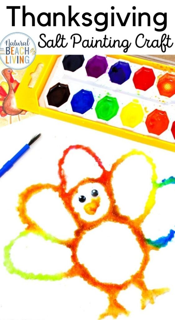 How to Make The Best Thanksgiving Turkey Salt Painting, Watercolor Salt Painting for a fun Turkey Preschool Craft, See how to Paint with Salt and Glue for a Fall Turkey craft kids love, This Thanksgiving Process Art Activity is The Best for Preschoolers and Kids of all ages! Raised salt painting