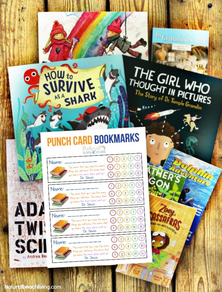 These Free Printable Bookmarks for kids are perfect for all ages. Free Bookmarks are great for teachers and parents, Punch card bookmarks are a great way to encourage children to read. #read #reading #books