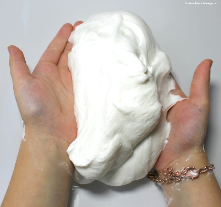 Make The Best Super Fluffy Snow Slime Recipe Ever! This Snow Slime is a fun winter sensory activity that kids of all ages enjoy, See How To Make Snow Slime any time during the year with only a few simple ingredients and have fun with The Best Fluffy Slime Recipe, perfect for a preschool Winter Theme, Slime recipe with Saline Solution