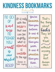 free random acts of kindness printable bookmarks natural