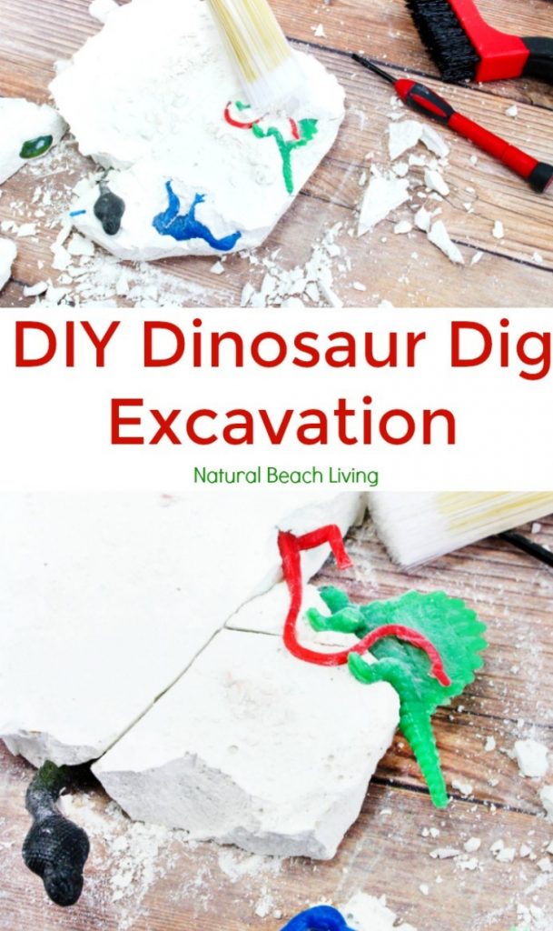 How to Make Dinosaur Dig Excavation for Kids, This DIY Dinosaur Excavation Dig is perfect for a Dinosaur Theme or Dinosaur Birthday party, it's easy to make and the kids love this fun DIY excavation activity, An exciting and engaging homemade geology dig kit would also make a fantastic homemade gift idea, fossil dig activity for kids 