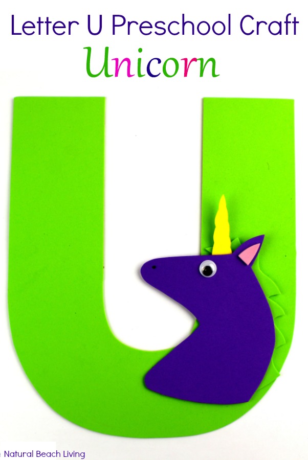 Letter U Craft Unicorn Preschool Activity with free templates - Natural  Beach Living