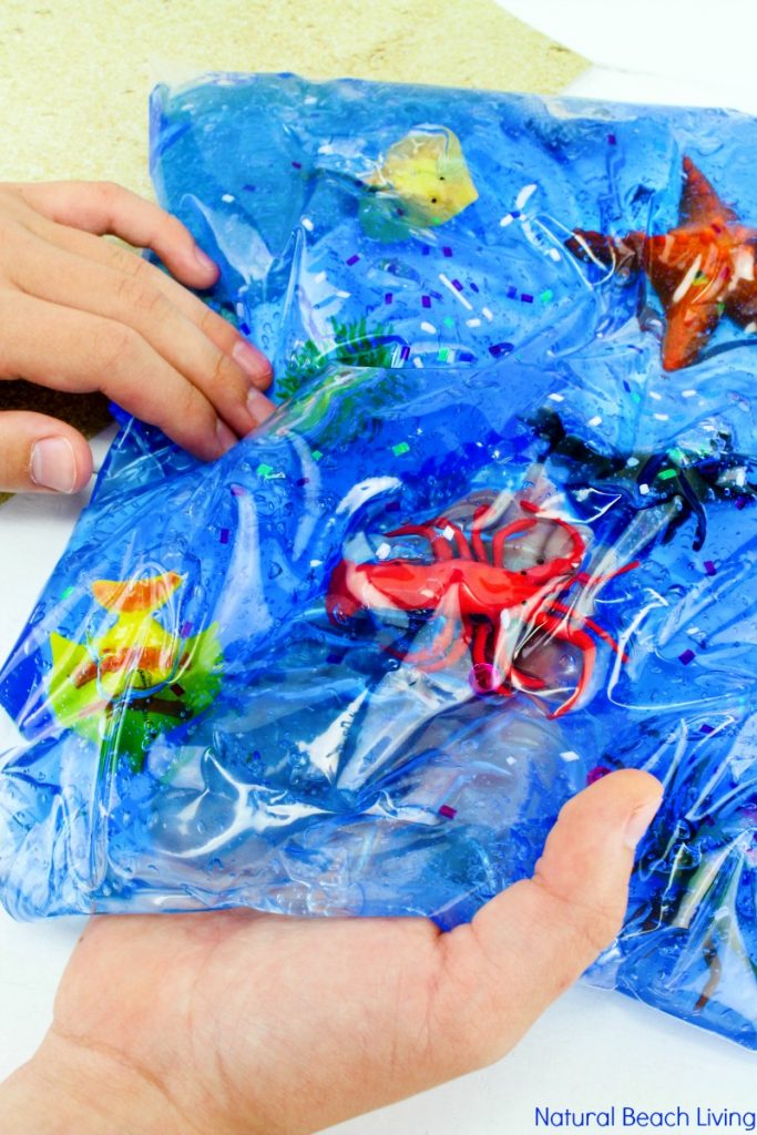 Easy Ocean Life Sensory Bag for toddlers and preschoolers, Mess-Free ocean themed sensory activities, Fun Hands On Activities for an Ocean Theme, ocean sensory bag is perfect for Ocean Science Table Ideas, Under the Sea Activities