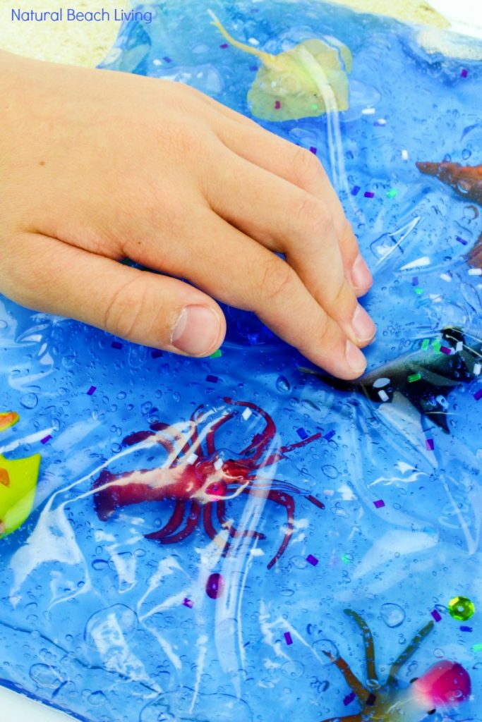 Easy Ocean Life Sensory Bag for toddlers and preschoolers, Mess-Free ocean themed sensory activities, Fun Hands On Activities for an Ocean Theme, ocean sensory bag is perfect for Ocean Science Table Ideas, Under the Sea Activities 