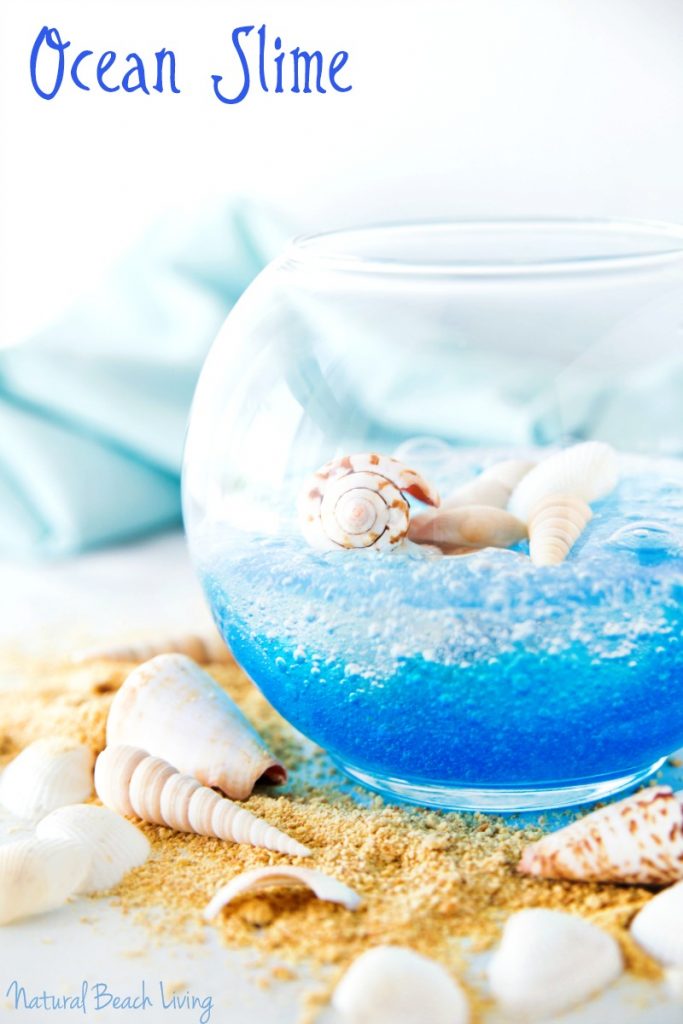 Learn how to make DIY ocean slime for kids with this easy and fun recipe and video tutorial. It's easy to make from clear glue and a clear slime recipe. It's a fun sensory play idea for kids! Under the Sea Themed Sensory Play 