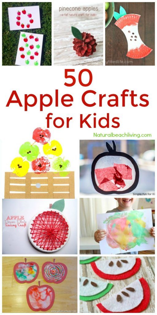 Over 50 Awesome Apple Crafts for Preschoolers and kids of all ages, you'll find paper apple crafts, apple stamping, apple projects, Apple Tree Crafts, apple crafts for kindergarten, toddlers and plenty of fun apple preschool theme ideas. Fall is perfect for Apple Crafts. There are so many different ways to get creative and crafty with apples.