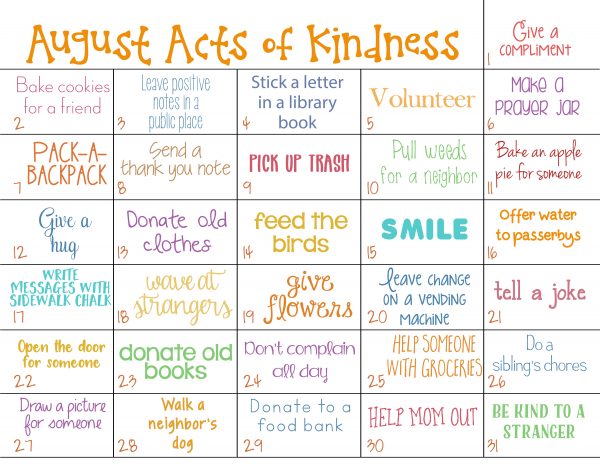 12+ Random Acts of Kindness Calendar, Kindness Calendar for Kids, Monthly Kindness Calendars, Kindness Calendar for Kids, random acts of kindness ideas for the whole year, acts of kindness, Ways to Show Kindness and 365 Days of Kindness Ideas