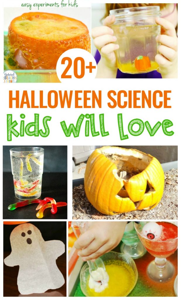 25 Halloween Science Activities for preschoolers. Your children will love these not so scary Halloween Science experiments and STEM projects. Easy science experiments like pumpkin volcanos, candy experiments, witch’s brews and more. This list of Science Experiments for Preschoolers is perfect for school, homeschool, and spooky Halloween parties! 