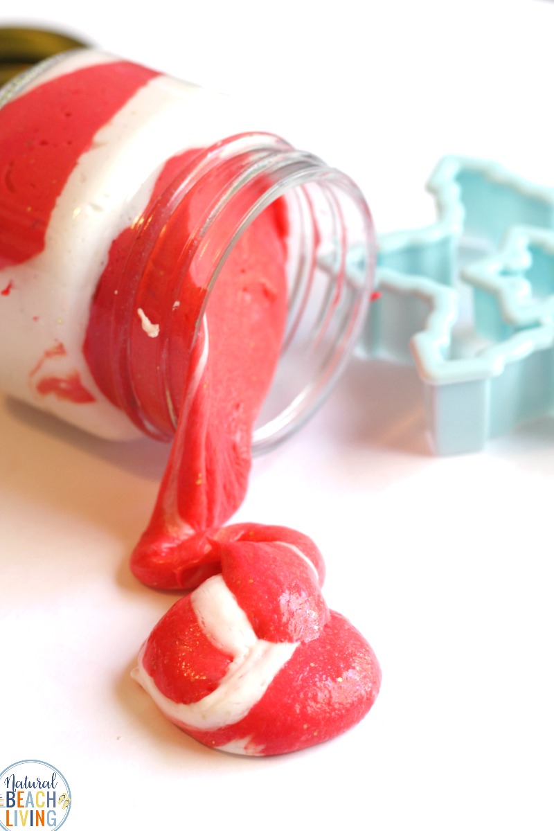 This Candy Cane Slime Recipe with Contact Solution is AMAZING, Fluffy Slime, Slime Recipe with Contact Soltion Recipes, How to make slime with contact solution, Fluffy Candy Cane Slime for Christmas Slime ideas, Peppermint Slime Recipe 