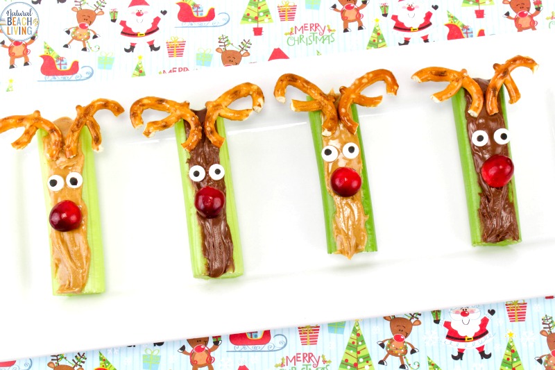 These are THE BEST Rudolph Celery Snacks, These delicious Christmas Snacks are easy to make, DELICIOUS, and Healthy. Kids Love these Healthy Rudolph Christmas snacks, This is an easy-to-make Christmas party food idea, Enjoy! 