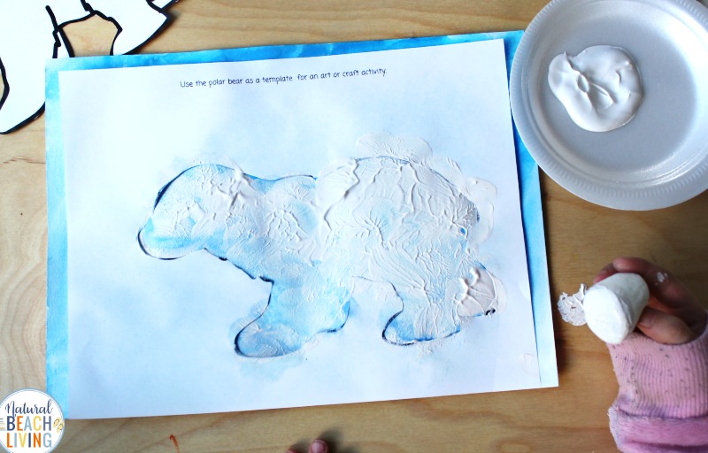 This Polar Bear Art for Preschoolers is an easy activity to add to your winter animal theme. Polar Bear Craft for Preschoolers and Arctic Activities for Preschoolers all in 1 place. You'll also get a free Polar Bear Template and Winter Animal Preschool Activities 