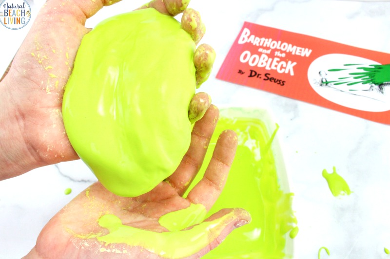 How to Make Oobleck, Oobleck is a super cool sensory activity that's also an exciting science experiment, perfect for a Dr. Seuss theme, Bartholomew and the Oobleck Activities. This simple Oobleck recipe will have your children enjoying slime and gooey sensory play that's science. Dr. Seuss Party Ideas, Sensory Play 
