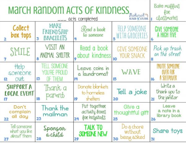 12+ Random Acts of Kindness Calendar for the Whole Year - Natural Beach ...