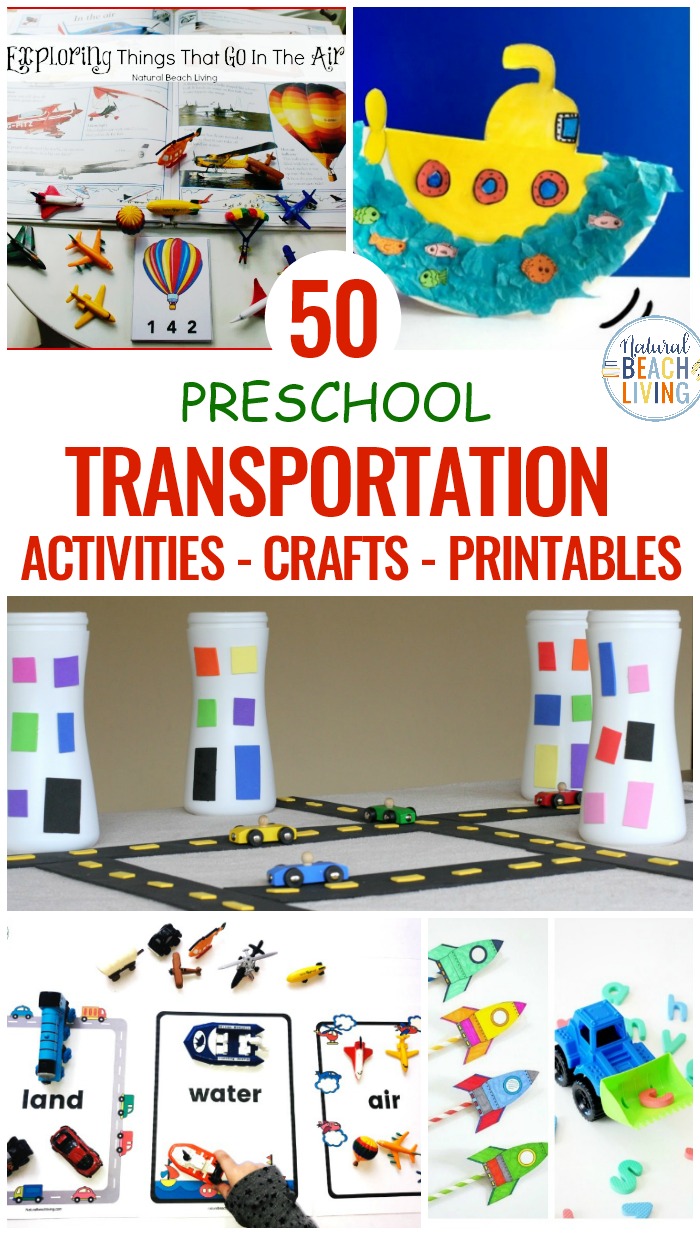 50+ Transportation Theme Preschool Crafts, Activities and Printables