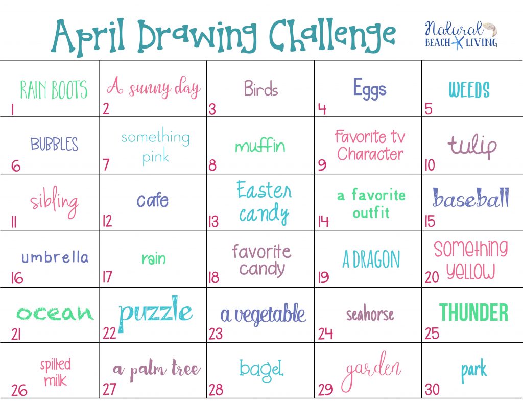 April Drawing Challenge for Kids and Adults Natural Beach Living
