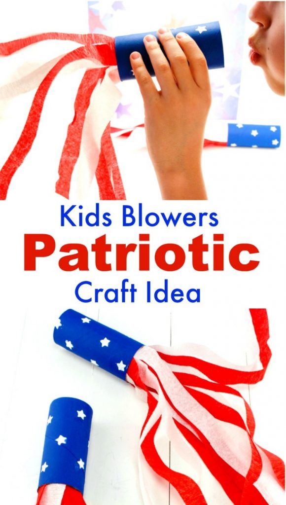 4th of July Crafts for Kids, You'll LOVE this Patriotic Craft Blower, It's a cute Patriotic Craft Idea for Kids, Paper Tube Crafts are easy and cheap craft ideas for kids, These Summer crafts are a perfect party idea for kids, Have Fun with this July 4th Kids Craft idea for toddlers, preschoolers and school age children 