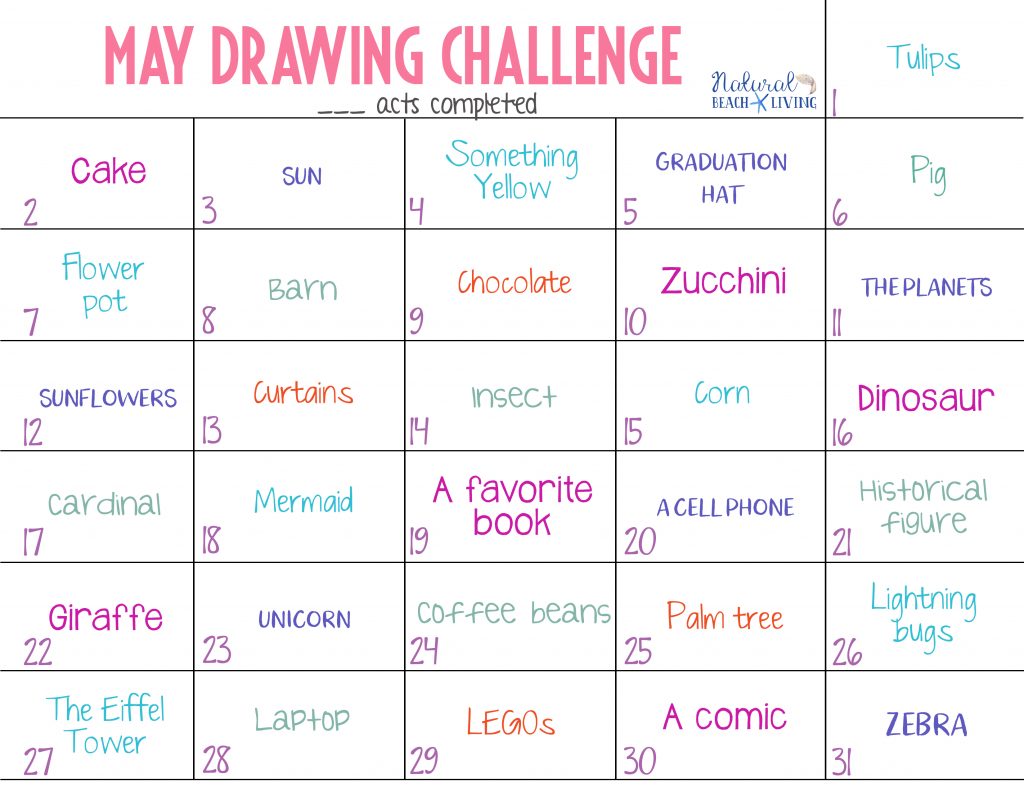 May Drawing Challenge for Kids and Adults Natural Beach Living