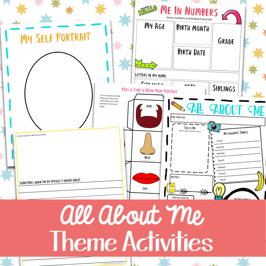Kids Love Learning with fun Themes and these All About Me Theme Printables and Activities include preschool lesson plans, All About Me activities, and hands-on activities that are perfect for preschool, kindergarten, first grade, and early elementary learners.