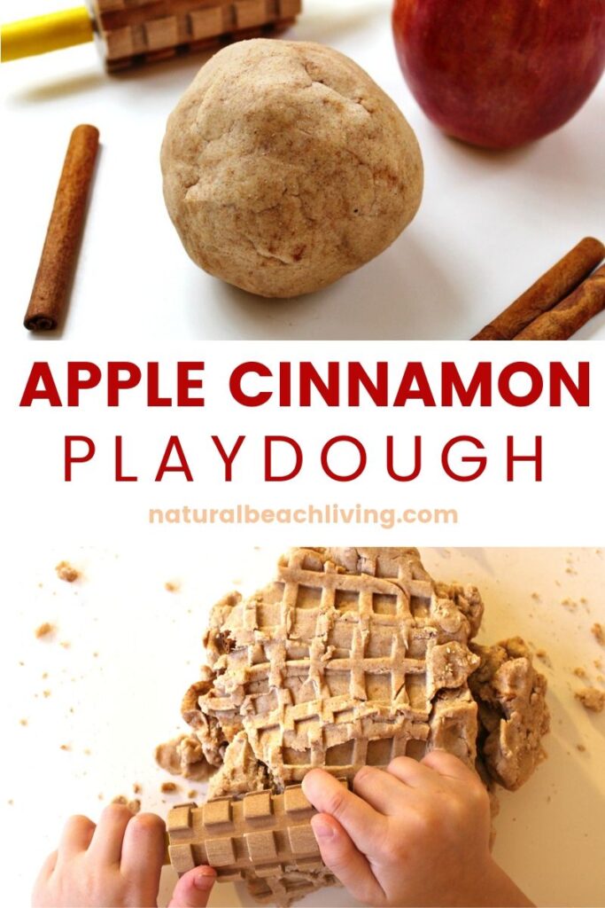 Den mest fantastiska No Cook Natural Apple Cinnamon Playdough Recept, söt doftande, supermjuk hemlagad lekdeg, höst lekdeg recept, perfekt sensorisk lek, No Cook Apple Cinnamon Playdough recept #playdough #sensoryplay #preschool 