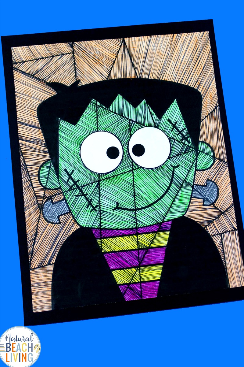 Frankenstein Art for Kids with Free Frankenstein Template