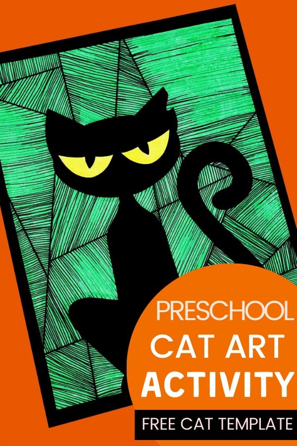 Preschool Cat Art Activity with Free Cat Template