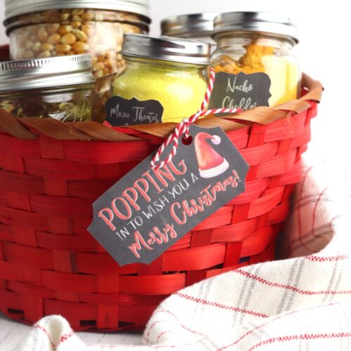 Popcorn Diy Christmas Gift Basket With Free Popcorn Labels Natural Beach Living