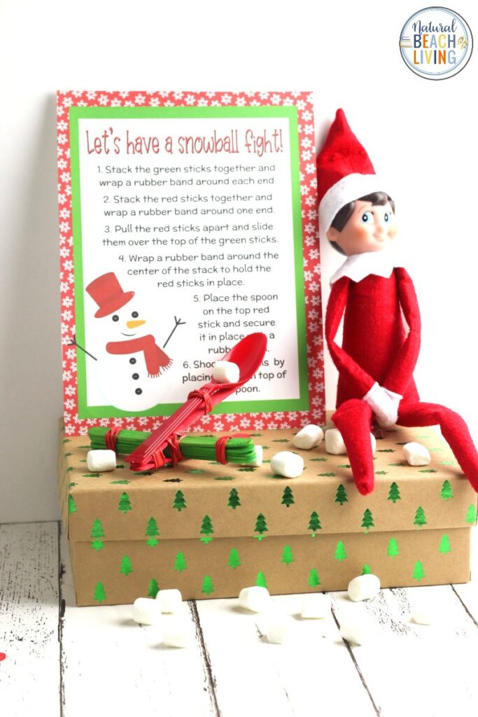 This Elf on the Shelf Marshmallow Catapult is a great way to have fun together with all your family and friends! You can easily make this Christmas STEM activity quickly with Free Elf Printables! These Elf Ideas are perfect for kids of all ages and I'm sure this Elf on the Shelf idea will bring lots of smiles. Best Elf on the Shelf