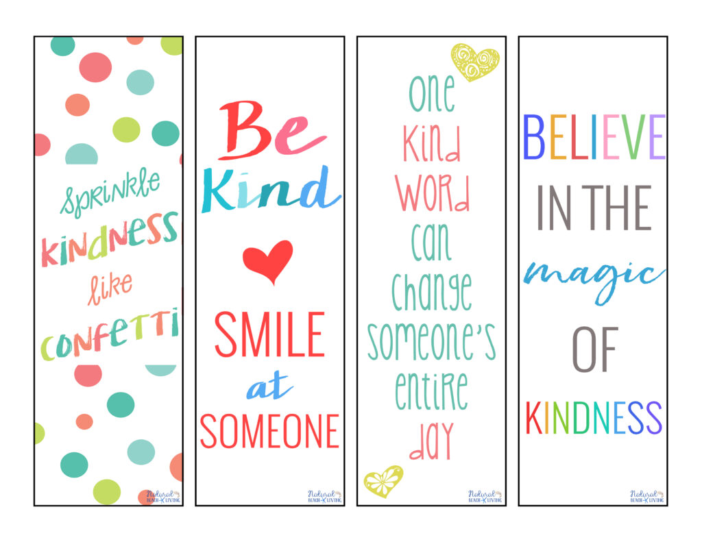 Kindness Bookmarks Printable Bookmarks for Kids Natural Beach Living