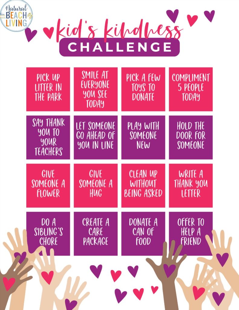 This Kindness Challenge for Kids is a great way to get your kids active and spreading kindness and joy. This kindness printable is helpful for Random Acts of Kindness Ideas! The idea for Random Acts of Kindness for Kids is perfect for home or in a classroom. Have a Kindness Challenge and include any of these 100+ Acts of Kindness Ideas, Kid's Kindness Challenge 